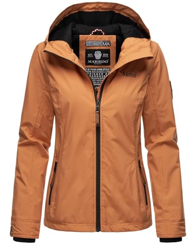 MARIKOO Damen Frühjahr Übergangs Jacke leicht gefüttert Kapuze kurz B862 [B862-Brombeer-Cinnamon-Gr.XS] von MARIKOO