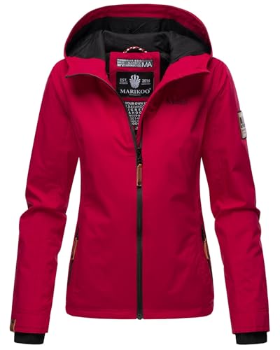 MARIKOO Damen Frühjahr Übergangs Jacke leicht gefüttert Kapuze kurz B862 [B862-Brombeer-Fuchsia-Gr.S] von MARIKOO
