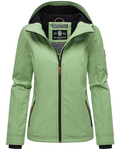 MARIKOO Damen Frühjahr Übergangs Jacke leicht gefüttert Kapuze kurz B862 [B862-Brombeer-Grün-Gr.L] von MARIKOO