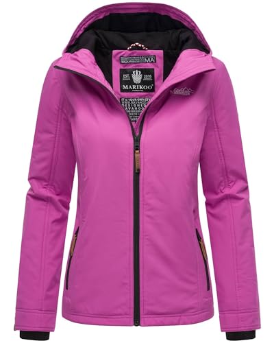 MARIKOO Damen Frühjahr Übergangs Jacke leicht gefüttert Kapuze kurz B862 [B862-Brombeer-LilacLily-Gr.XL] von MARIKOO