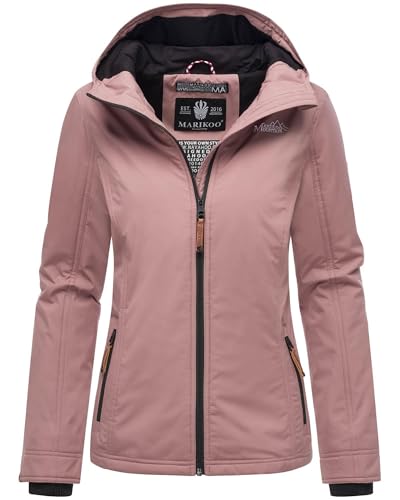 MARIKOO Damen Frühjahr Übergangs Jacke leicht gefüttert Kapuze kurz B862 [B862-Brombeer-Mauve-Gr.M] von MARIKOO
