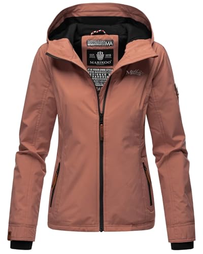 MARIKOO Damen Frühjahr Übergangs Jacke leicht gefüttert Kapuze kurz B862 [B862-Brombeer-Terracotta-Gr.XS] von MARIKOO