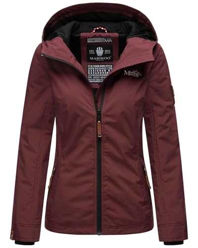 MARIKOO Damen Frühjahr Übergangs Jacke leicht gefüttert Kapuze kurz B862 [B862-Brombeer-Weinrot-Gr.5XL] von MARIKOO