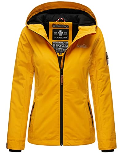 MARIKOO Damen Frühlings Jacke Übergangs Jacke Windbreaker Regenjacke Outdoor Jacke Brombeere, Farbe:Gelb, Größe:XS 34 von MARIKOO