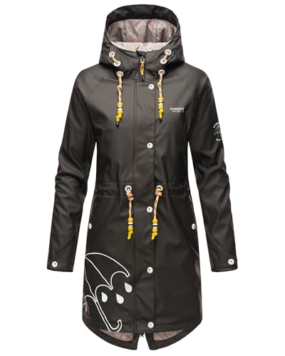 MARIKOO Damen Funktions Regen Jacke Parka Mantel Wasserdicht Dancing Umbrella (DE/NL/SE/PL, Alphanumerisch, S, Regular, Regular, Schwarz) von MARIKOO