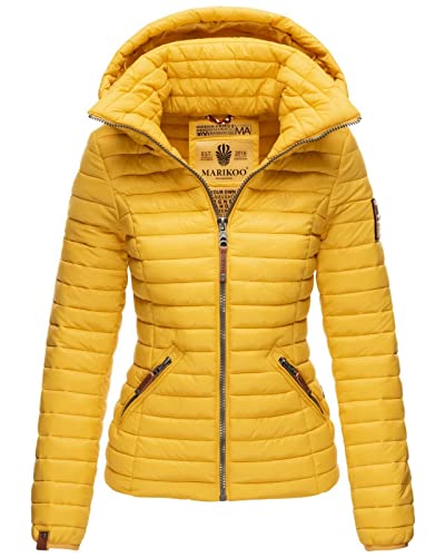 MARIKOO Damen Herbst Winter Jacke Übergangsjacke Steppjacke Gesteppt Löwenbaby, Farbe:Yellow, Größe:XS 34 von MARIKOO