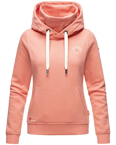 MARIKOO Damen Hoodie Sweatshirt mit Kapuze Kapuzenpullover Stehkragen [B913-Chihiroo-Apricot-Gr.XL] von MARIKOO