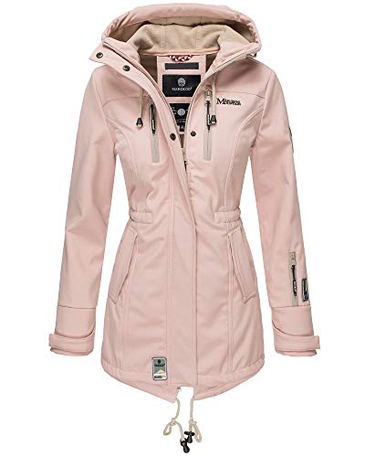 MARIKOO Damen Jacke Softshelljacke Übergangsjacke Outdoor Winddichte Wasserabweisend Funktionsjacke mit Kapuze XS - XXL Zimtzicke (Rosa, XXL) von MARIKOO