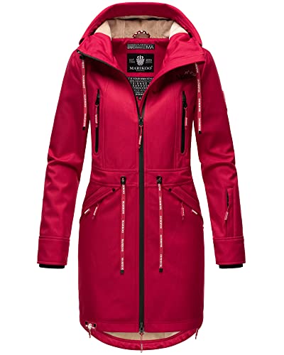 MARIKOO Damen Jacke Softshelljacke Übergangsjacke Outdoor Winddichte Wasserabweisend Funktionsjacke mit Kapuze XS - XXXL Racquellee (M, Fuchsia) von MARIKOO