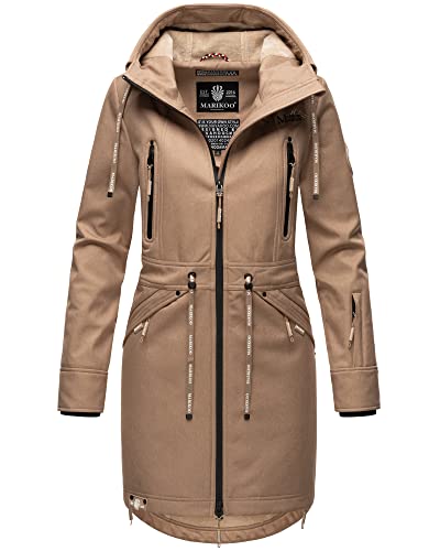 MARIKOO Damen Jacke Softshelljacke Übergangsjacke Outdoor Winddichte Wasserabweisend Funktionsjacke mit Kapuze XS - XXXL Racquellee (XXL, Taupe) von MARIKOO