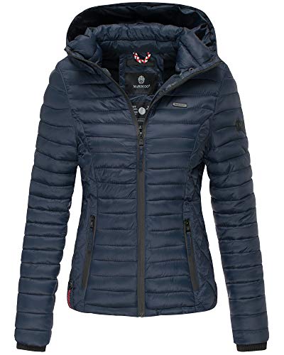 MARIKOO Damen Jacke Steppjacke Frühling Übergangsjacke gesteppt Kapuze Samtpfote Blau 36 - S MARIKOO Damen Jacke Steppjacke Frühling Übergangsjacke gesteppt Kapuze Samtpfote Blau 36 - S von MARIKOO