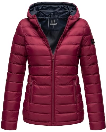 MARIKOO Damen Jacke Steppjacke Herbst Winter Übergangsjacke gesteppt B651 [B651-Luc-Bordeaux-Gr.XS] von MARIKOO