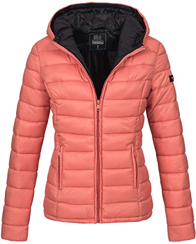 MARIKOO Damen Jacke Steppjacke Herbst Winter Übergangsjacke gesteppt B651 [B651-Luc-Coral-Gr.XL] von MARIKOO