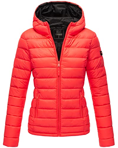 MARIKOO Damen Jacke Steppjacke Herbst Winter Übergangsjacke gesteppt B651 [B651-Luc-Neon-Coral-Gr.XS] von MARIKOO