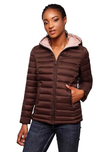 MARIKOO Damen Jacke Steppjacke Herbst Winter Übergangsjacke gesteppt B651 [B651-Luc-Schoko-Gr.L] von MARIKOO