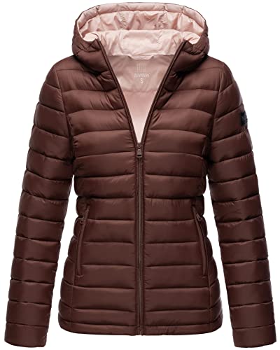 MARIKOO Damen Jacke Steppjacke Herbst Winter Übergangsjacke gesteppt B651 [B651-Luc-Schoko-Gr.S] von MARIKOO