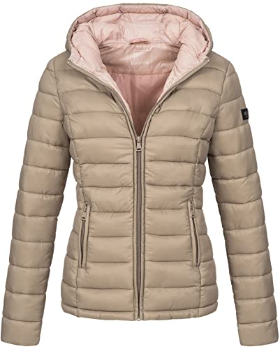 MARIKOO Damen Jacke Steppjacke Herbst Winter Übergangsjacke gesteppt B651 [B651-Luc-Taupe-Gr.XL] von MARIKOO