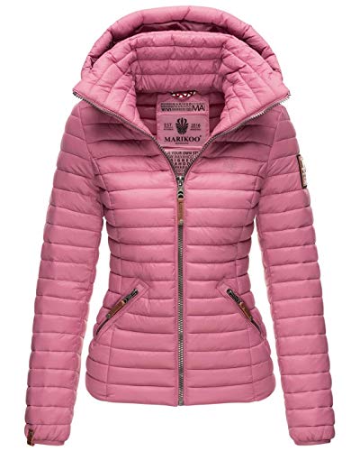 MARIKOO Damen Jacke Steppjacke Übergangsjacke gesteppt B839 [B839-Löwe-Altrosa-Gr.M] von MARIKOO
