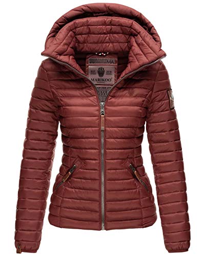 MARIKOO Damen Jacke Steppjacke Übergangsjacke gesteppt B839 [B839-Löwe-Bordeaux-Gr.XS] von MARIKOO