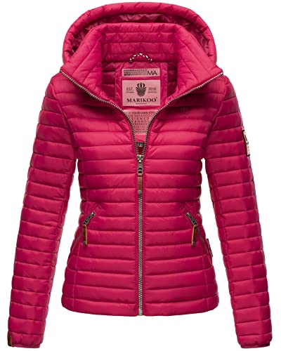 MARIKOO Damen Jacke Steppjacke Übergangsjacke gesteppt B839 [B839-Löwe-Fuchsia-Gr.M] von MARIKOO