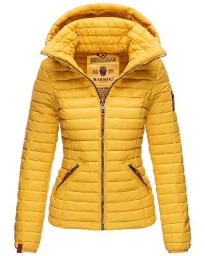 MARIKOO Damen Jacke Steppjacke Übergangsjacke gesteppt B839 [B839-Löwe-Gelb-Gr.L] von MARIKOO