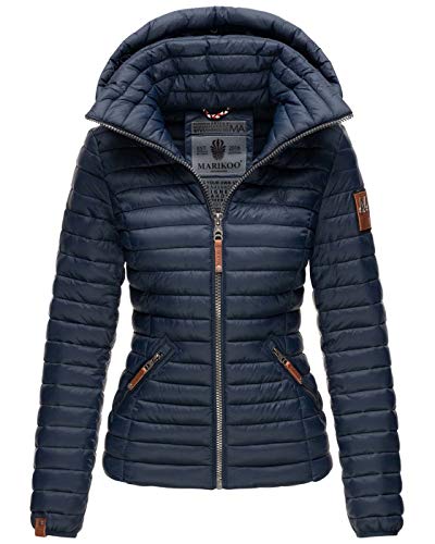 MARIKOO Damen Jacke Steppjacke Übergangsjacke gesteppt B839 [B839-Löwe-Navy-Gr.S] von MARIKOO