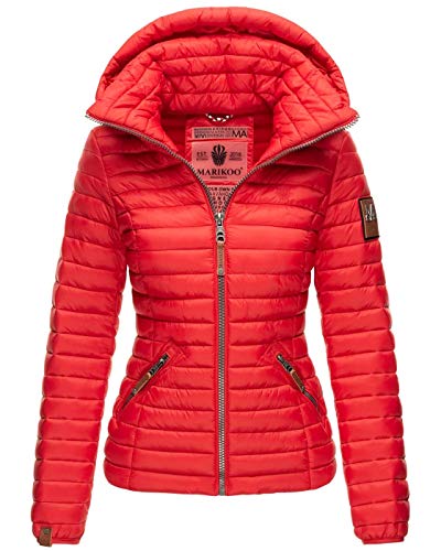 MARIKOO Damen Jacke Steppjacke Übergangsjacke gesteppt B839 [B839-Löwe-Rot-Gr.M] von MARIKOO