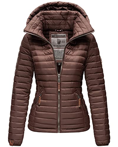 MARIKOO Damen Jacke Steppjacke Übergangsjacke gesteppt B839 [B839-Löwe-Schoko-Gr.M] von MARIKOO