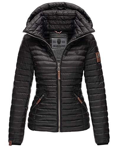 MARIKOO Damen Jacke Steppjacke Übergangsjacke gesteppt B839 [B839-Löwe-Schwarz-Gr.S] von MARIKOO