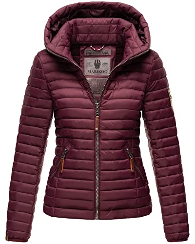 MARIKOO Damen Jacke Steppjacke Übergangsjacke gesteppt B839 [B839-Löwe-Weinrot-Gr.M] von MARIKOO