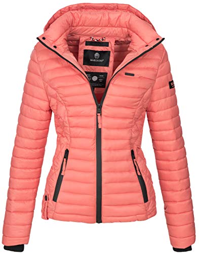 MARIKOO Damen Jacke Steppjacke Übergangsjacke mit Kapuze gesteppt B600 [B600-Samt-Coral-Gr.XS] von MARIKOO