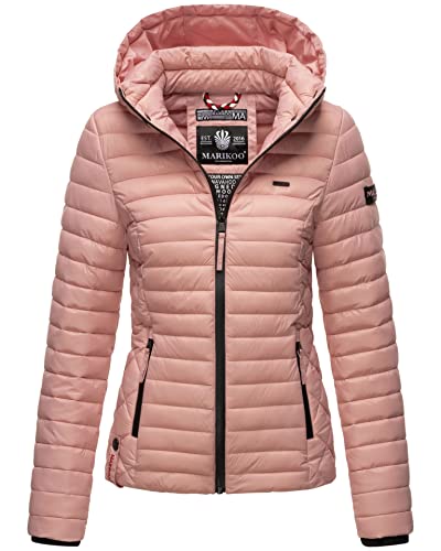 MARIKOO Damen Jacke Steppjacke Übergangsjacke mit Kapuze gesteppt B600 [B600-Samt-Powder-Rose-Gr.L] von MARIKOO