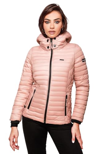 MARIKOO Damen Jacke Steppjacke Übergangsjacke mit Kapuze gesteppt B600 [B600-Samt-Powder-Rose-Gr.M] von MARIKOO