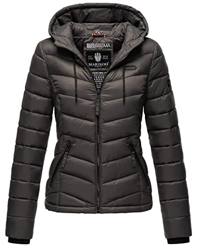 MARIKOO Damen Jacke Steppjacke Winter Übergangsjacke gesteppt Herbst B403 [B403-Kuala-Anthrazit-Gr.M] von MARIKOO