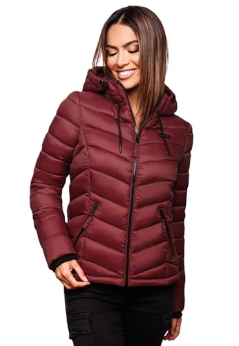 MARIKOO Damen Jacke Steppjacke Winter Übergangsjacke gesteppt Herbst B403 [B403-Kuala-Bordeaux-Gr.M] von MARIKOO