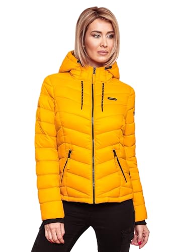 MARIKOO Damen Jacke Steppjacke Winter Übergangsjacke gesteppt Herbst B403 [B403-Kuala-Gelb-Gr.S] von MARIKOO
