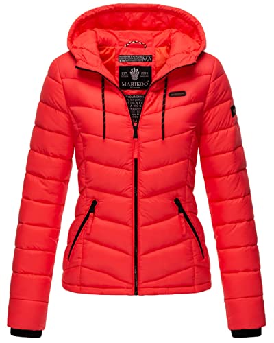 MARIKOO Damen Jacke Steppjacke Winter Übergangsjacke gesteppt Herbst B403 [B403-Kuala-Neon-Coral-Gr.S] von MARIKOO