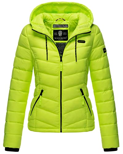 MARIKOO Damen Jacke Steppjacke Winter Übergangsjacke gesteppt Herbst B403 [B403-Kuala-Neon-Grün-Gr.S] von MARIKOO