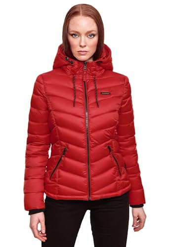 MARIKOO Damen Jacke Steppjacke Winter Übergangsjacke gesteppt Herbst B403 [B403-Kuala-Rot-Gr.M] von MARIKOO