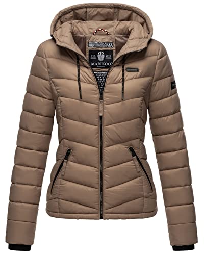 MARIKOO Damen Jacke Steppjacke Winter Übergangsjacke gesteppt Herbst B403 [B403-Kuala-Taupe-Grey-Gr.XS] von MARIKOO