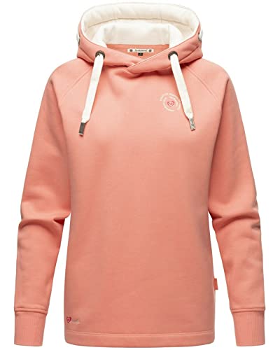 MARIKOO Damen Kapuzen Pullover Hoodie Sweatpullover Sweatshirt lang Pulli Sweater AIRII, Farbe:Apricot, Größe:M / 38 von MARIKOO