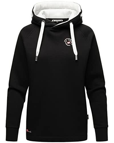 MARIKOO Damen Kapuzen Pullover Hoodie Sweatpullover Sweatshirt lang Pulli Sweater AIRII, Farbe:Schwarz, Größe:M / 38 von MARIKOO