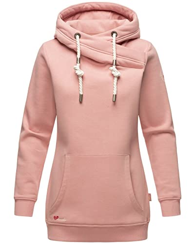 MARIKOO Damen Kapuzen Pullover Hoodie Sweatshirt lang Pulli Sweater IZUYAA, Farbe:Powder Rose, Größe:M / 38 von MARIKOO