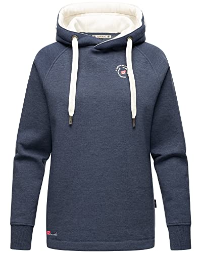 MARIKOO Damen Kapuzenpullover Longsleeve Pulli Oversize Hoodie Sweater Airii Dusty Blau Melange 38 - M von MARIKOO