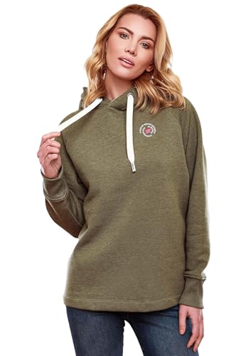 MARIKOO Damen Kapuzenpullover Sweatshirt Hoodie Pulli mit Kapuze B905 [B905-Olive-Melange-Gr.M] von MARIKOO