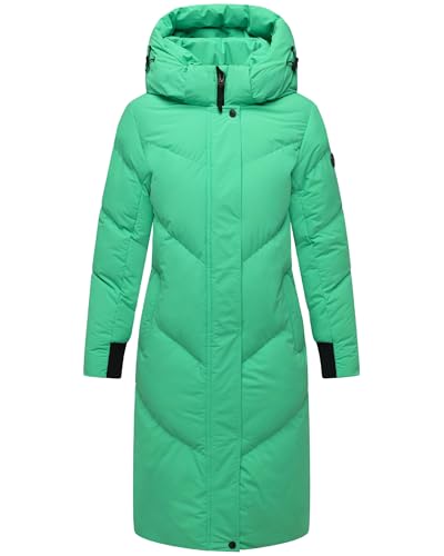 MARIKOO Damen Langer Wintermantel warmer Steppmantel mit abnehmbarer Kapuze Teonaa 16 Crystal Green Gr. M von MARIKOO
