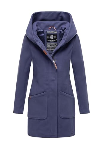 MARIKOO Damen Mantel Trenchcoat Wintermantel Übergangs Jacke Parka Lang B819 [B819-Maik-Blue-Violet-Gr.L] von MARIKOO