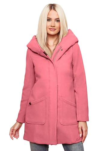 MARIKOO Damen Mantel Trenchcoat Wintermantel Übergangs Jacke Parka Lang B819 [B819-Maik-Dark-Rose-Gr.S] von MARIKOO