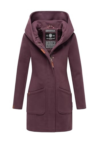MARIKOO Damen Mantel Trenchcoat Wintermantel Übergangs Jacke Parka Lang B819 [B819-Maik-Dusty-Plum-Gr.L] von MARIKOO