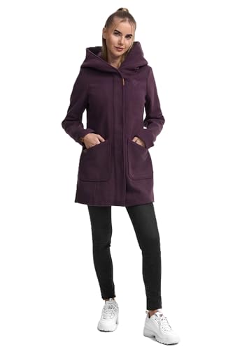 MARIKOO Damen Mantel Trenchcoat Wintermantel Übergangs Jacke Parka Lang B819 [B819-Maik-Dusty-Plum-Gr.XXL] von MARIKOO